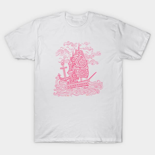 Mandala Ship III T-Shirt by Lees Tees